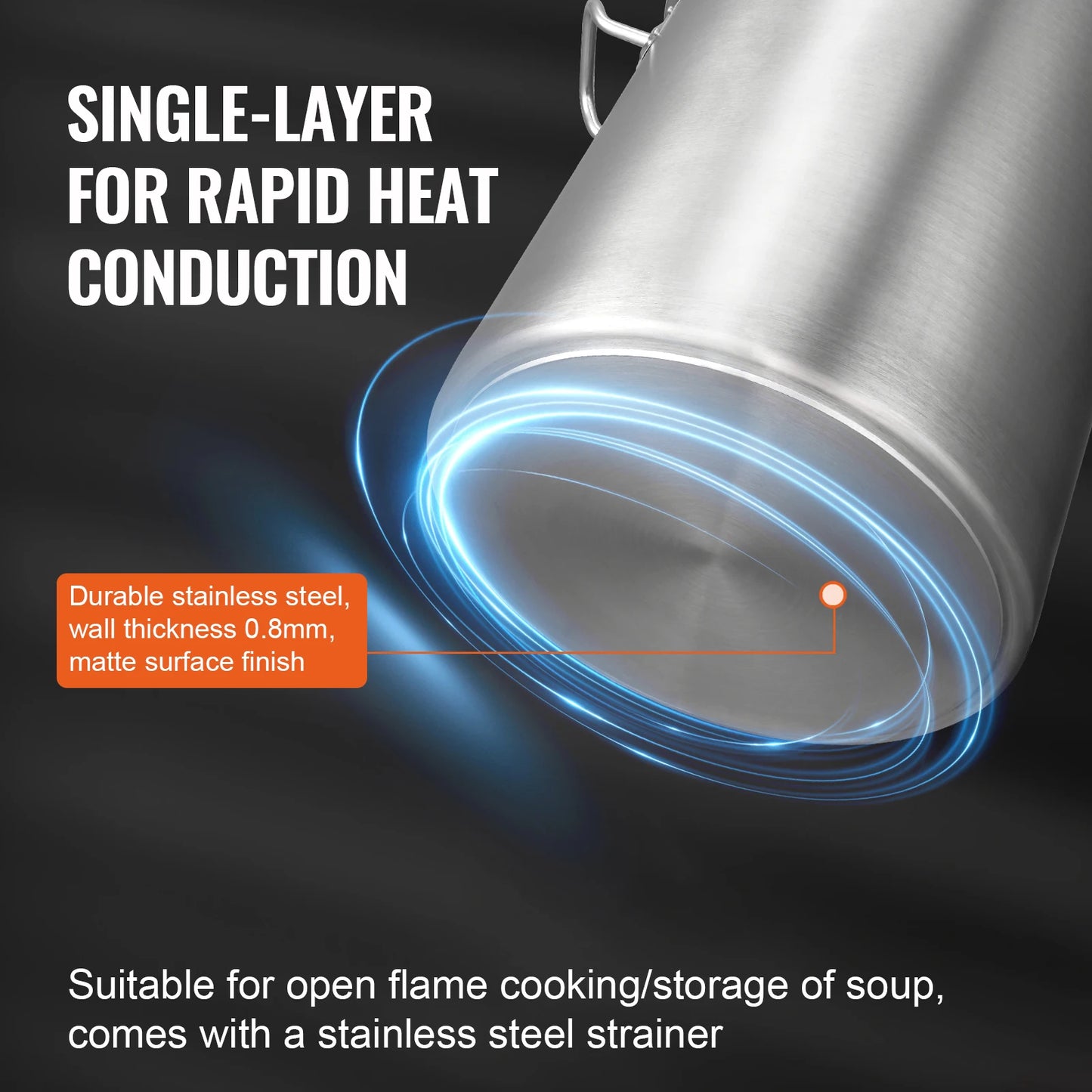 SucceBuy 42 Quart Stainless Steel Cookware Stockpot Commercial Cooking Pot Large Soup Pot Cookware Sauce Pot with Strainer Lid