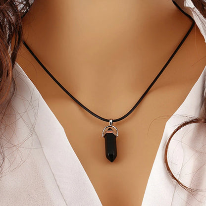 Quartz Chakra Crystal Healing Point Cut Gemstone Pendant Reiki Necklace Gift UK