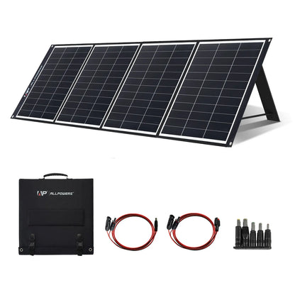 ALLPOWERS Solar Panel kit 100W 140W 200W Portable Solar Charger with Portable Power Station 600W  LiFePO4 Battery Generator UPS