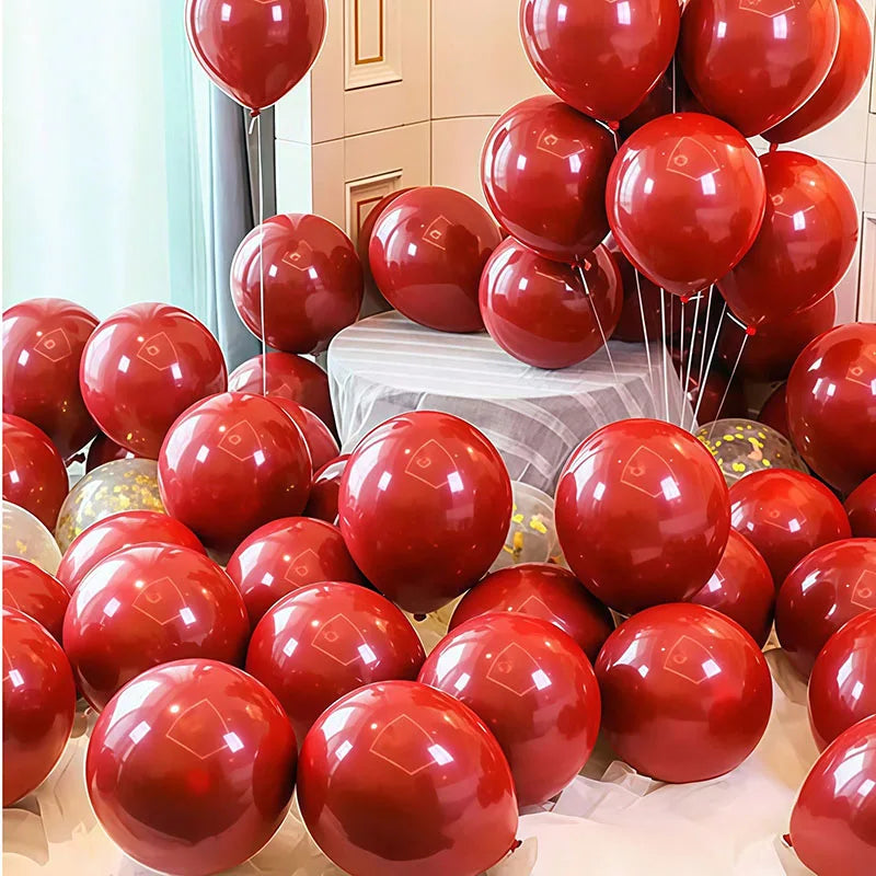 50Pcs 10Inch Double-Layer Pomegranate Red Balloon,for Wedding, Birthday, Anniversary, New Year, Christmas, Valentine's Day Decor