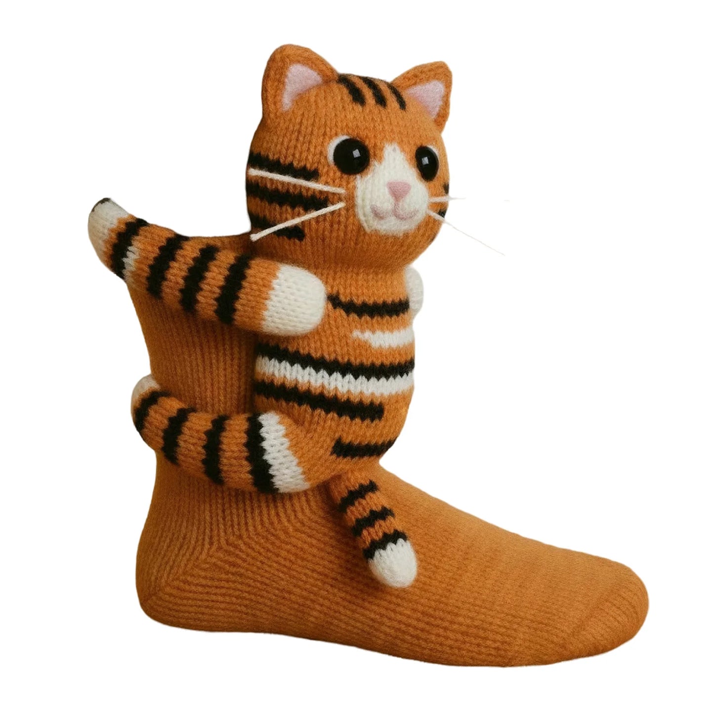 Crochet Animal Socks Breathable Hand Crocheted Plush Socks Moisture Wicking 3D Knit Warm Socks for Animal Lovers