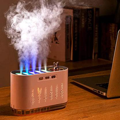 7 Colors LED Light Quiet Aroma Diffuser with 5 Nozzle Spray for Bedroom (Pink)