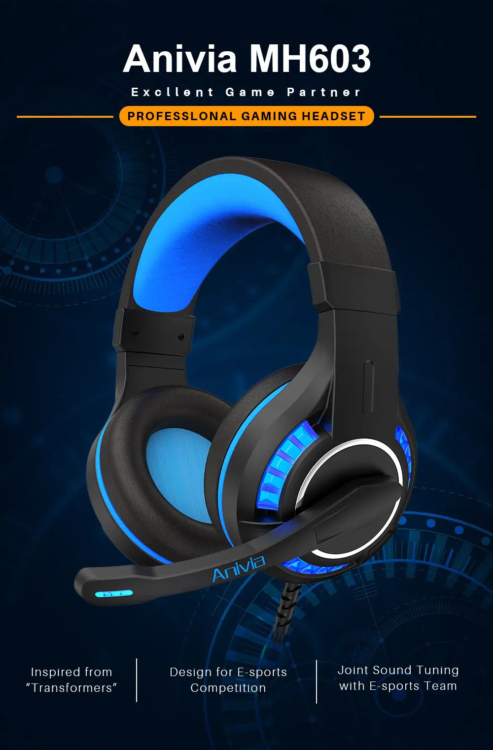 Pro Gaming Headset with Microphone, LED Lights, Bass Stereo Sound for PC PS5 PS4 Xbox, Computer Video Game Headphones Gifts for
