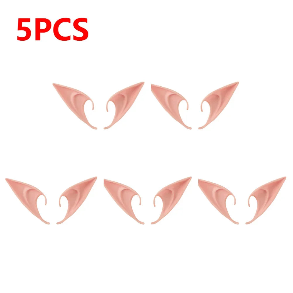 1-10Pairs Halloween Elf Ears,Latex Ears for Angel,Halloween Cosplay Decoration,Masquerade Costume,Fairy Photo Props for Girl