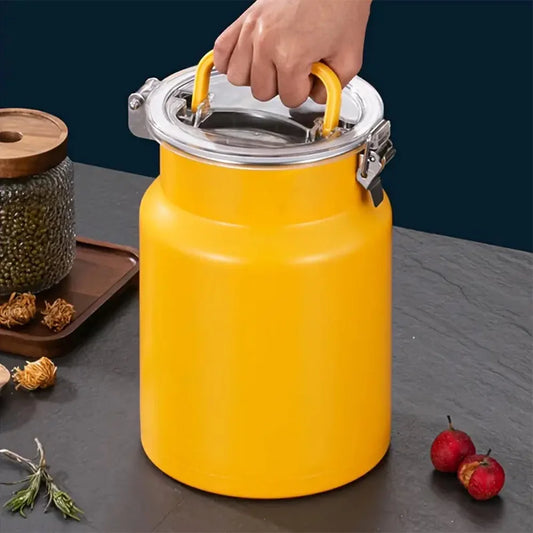 Stainless Steel Airtight Food Grade Storage Canister 5L Reusable Round Seal Jar for Kitchen
