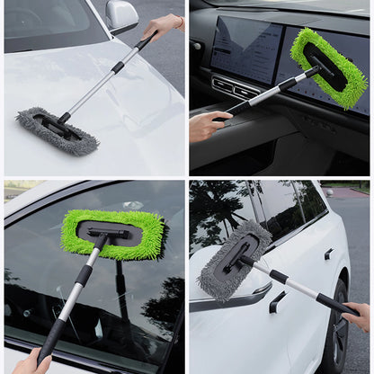Interior Windshield Cleaning Tool with 180 Degree Rotatable and Extendable Handle Auto Inside Glass Wiper Kit for Cars