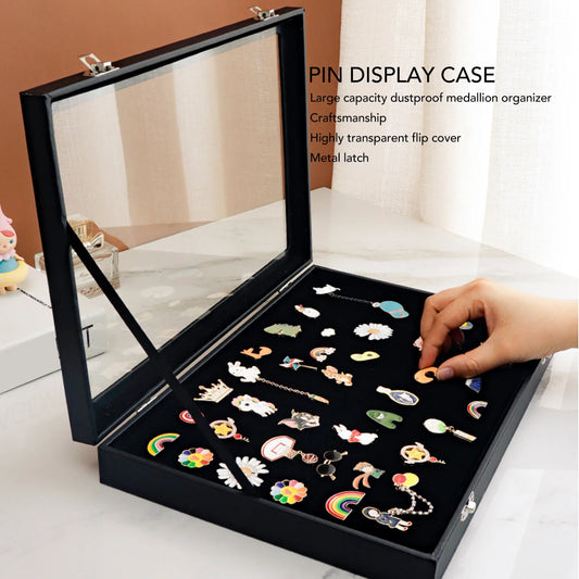 Pin Display Case Easy Cleaning Pin Collection Display Case Transparent Stylish Dustproof Glass for Military Medal for Pin