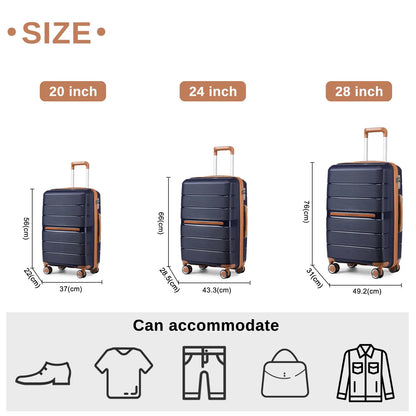 (56/66/76 cm) | British Traveler hard shell case with 8 spinner wheels & TSA lock | 100% PP | hand luggage compatible