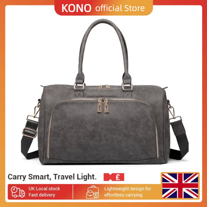 Men's Travel Duffel Bag - Large Capacity Waxed Canvas Luggage for Outdoor Trips, Portable Carry-On Handbag