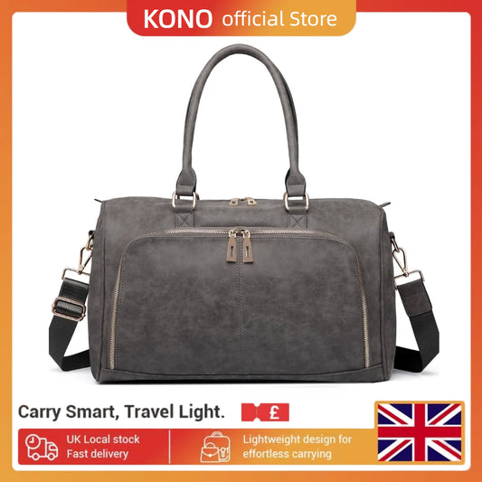 Men's Travel Duffel Bag - Large Capacity Waxed Canvas Luggage for Outdoor Trips, Portable Carry-On Handbag