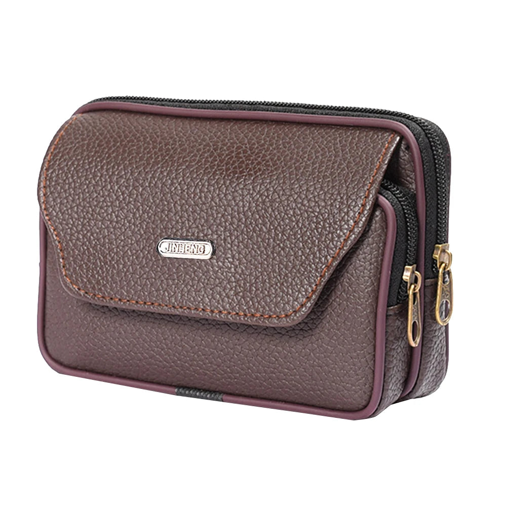 Men Cell Phone Waist Case Bag Pouch Leisure Small Leather Mobile Phone Belt Clip Bag Belt Pouch Leather Cell Phone Holster