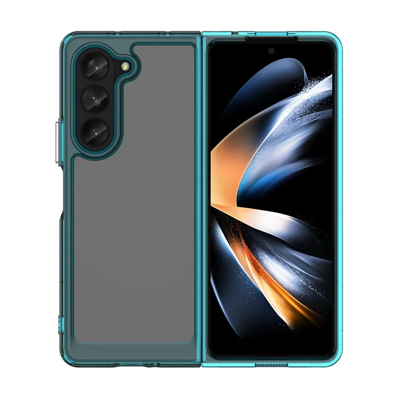 Colorfull Transparent TPU Case for Samsung Galaxy Z Fold 5 4 3 5G Protective Cover Shockproof Funda Coque 케이스