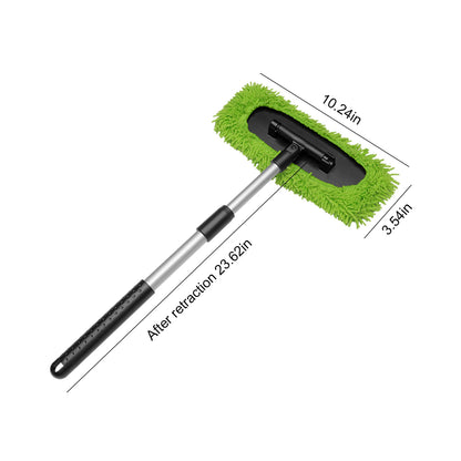 Interior Windshield Cleaning Tool with 180 Degree Rotatable and Extendable Handle Auto Inside Glass Wiper Kit for Cars