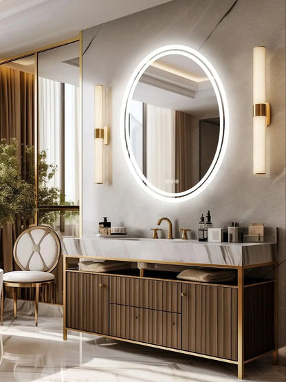 LED Bathroom Mirror Backlit Round Vanity Mirror with Lights Wall Mounted Anti-Fog Lighted Bathroom Mirror Dimmable Makeup Mirror