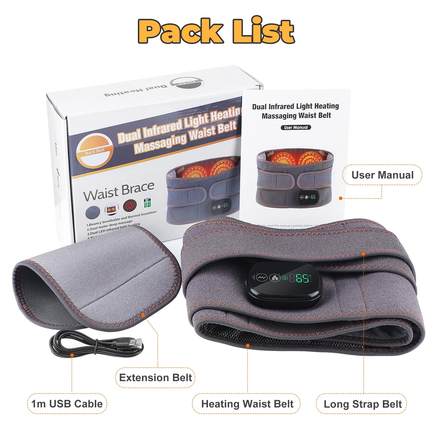 Heating Waist Massager Belts Vibration Inflatable Heated Pads Back Protector Waist Massage Relax Warmer