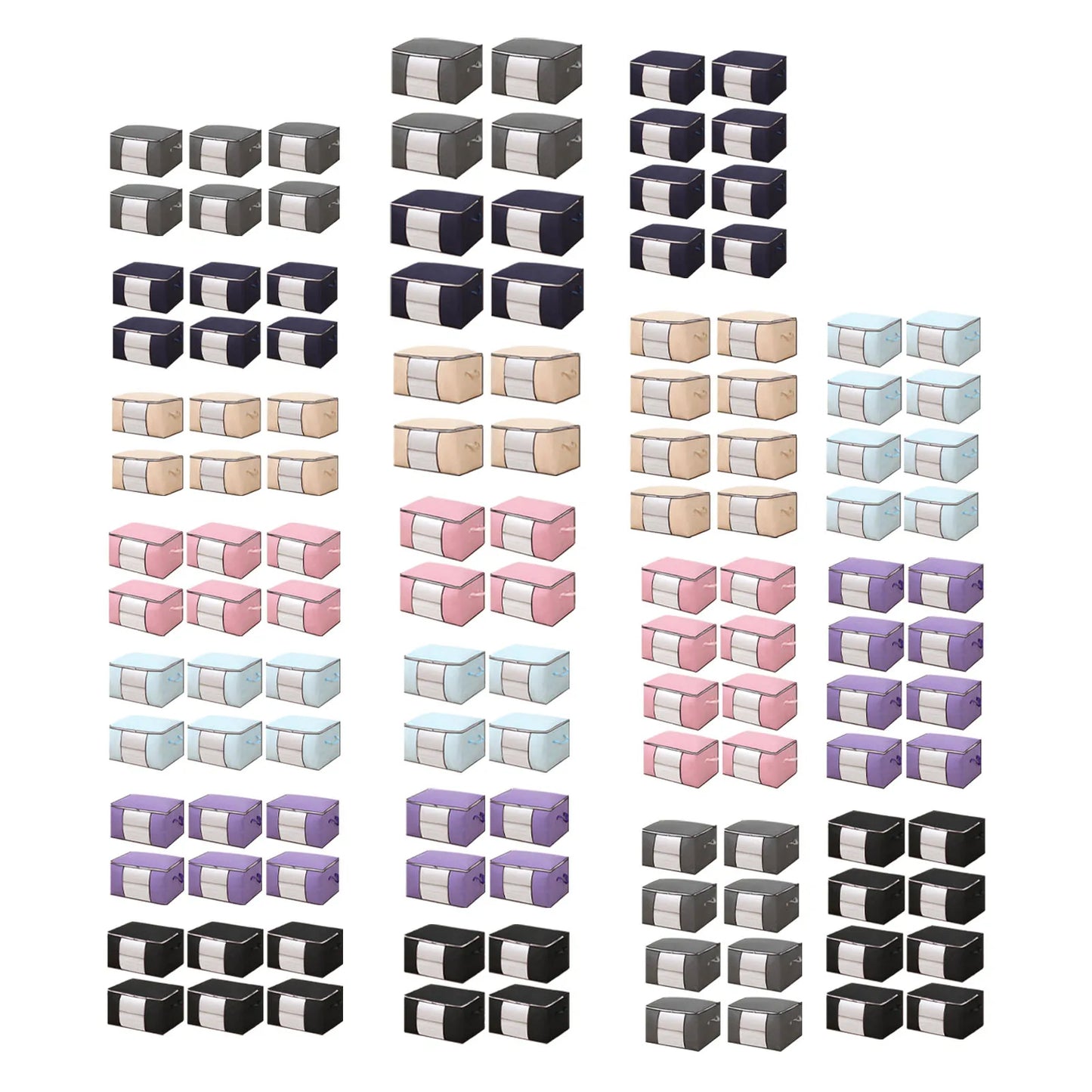 Blanket Storage Bag Reinforced Handle Closet Organizer Foldable Stackable Clothes Storage Bag with Clear PVC Window for Bedding