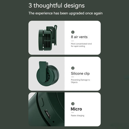 Mini Shirt Fan Wearable Handheld Fan Rechargeable Personal Body Fan for Outdoor Work Hiking Travel