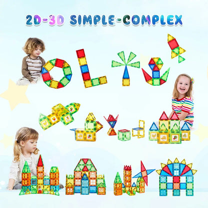 Magblock 86pcs Magnetic Building Blocks Construction Set Magnet Tiles Boys Girls Montessori Educational Game Toys For Kids Gifts