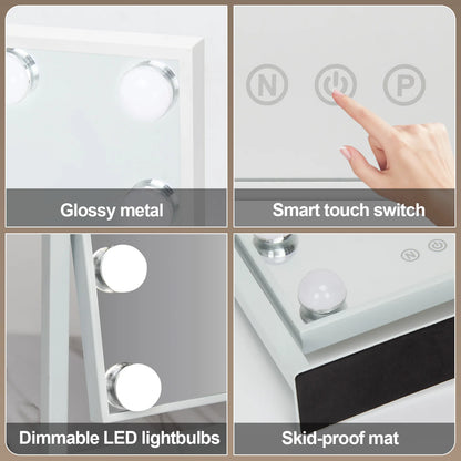 Vanity Mirror Hollywood Light up Makeup Mirror with LED Bulbs Dimmable 3 Modes 360° Rotation Magnifying Mirror 10x