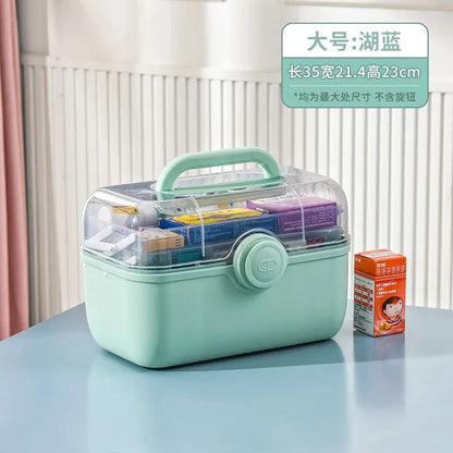 Large Capacity Family Medicine Organizer Box Portable First Aid Kit Medicine Storage Container Family Emergency Kit Box