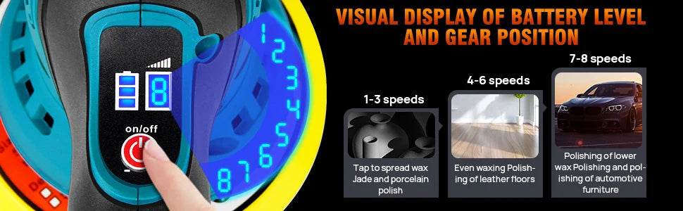 12V Cordless Car Buffer Polisher,6 Variable Speed Car Polishing Kit, For Car Detailing/Polishing/Waxing/Scratch Removing