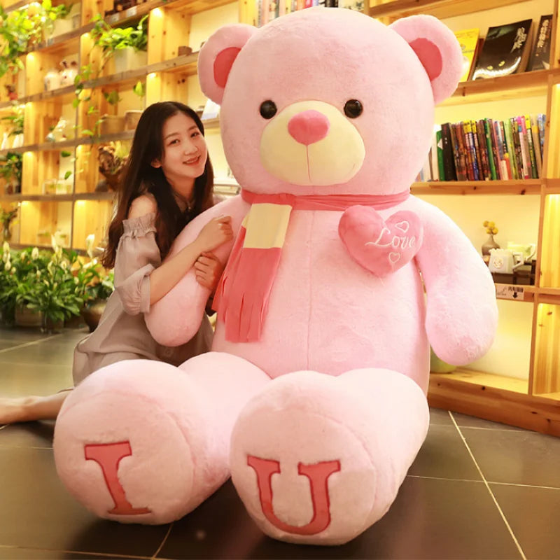 80 100cm Big I LOVE YOU Bear Heart Plush Toys Lovely Stuffed Soft Pillow Doll Kids Toys Birthday Girlfriend Valentine's Day Gift