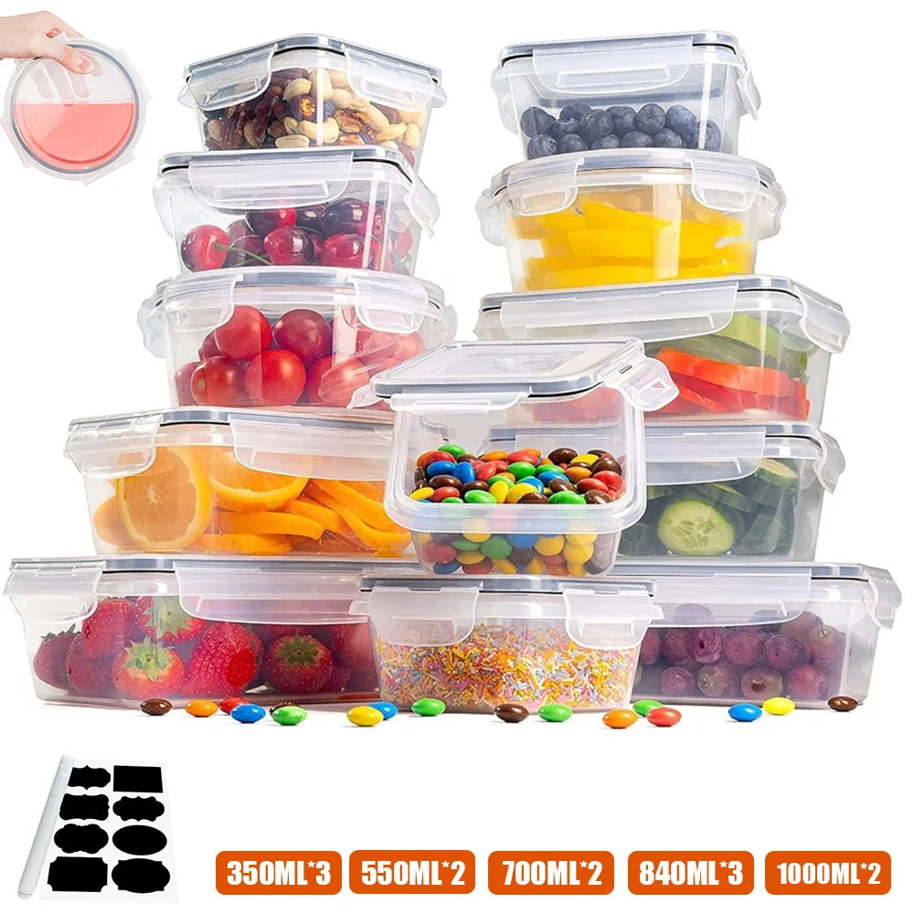 12pcs Food Storage Box Set Fresh-keeping Box Lunch Box Food Storage Container with Lid for Outdoor picnics Kitchen storage