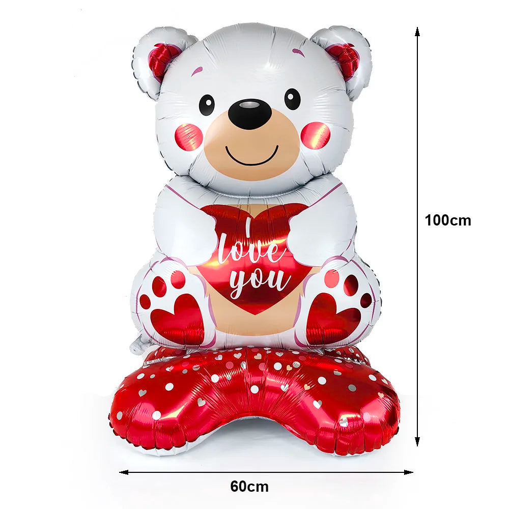Valentine's Day Foil Balloon Decor Teddy Bear Foil Balloon Love Balloon Heart Balloons for Valentines Wedding Party Decor