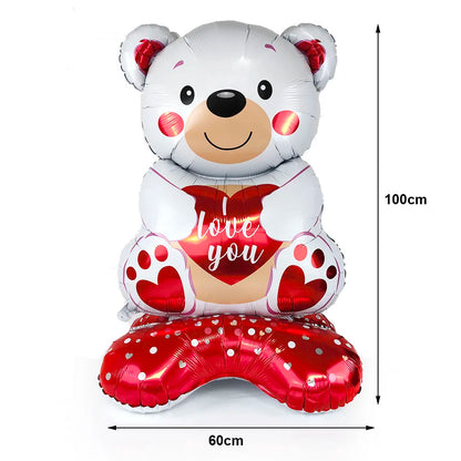 Valentine's Day Foil Balloon Decor Teddy Bear Foil Balloon Love Balloon Heart Balloons for Valentines Wedding Party Decor