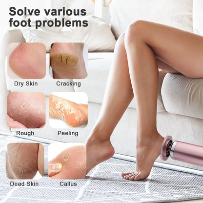 Electric Foot Callus Remover Nail Polisher 2-in-1 6-Speed Dual Grinding Heads Pedicure Tool for Smooth Heels Dead Skin Removal