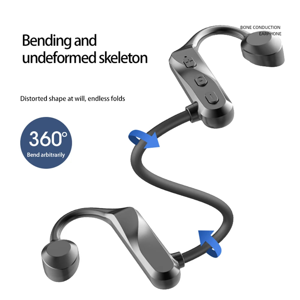 Bone Conduction Headphones Handfree Ear Hook Earphones Lightweight Bluetooth-Compatible Comfortable To Wear Sport Earphones