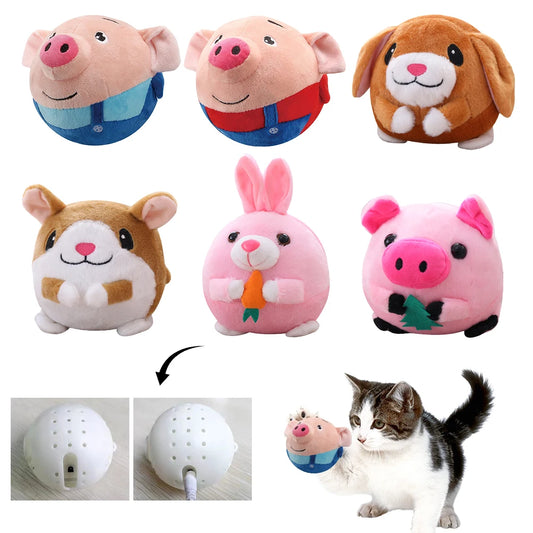 Active Moving Pet Plush Toy Bite Resistant Music Vibration Bouncing Ball Self-Moving Chewable for Dog Indoor Playing