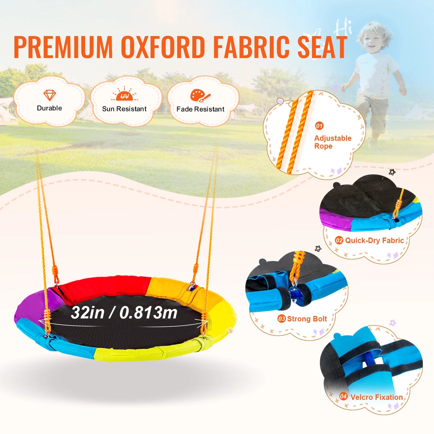 SucceBuy Swing Sets for Backyard 600lbs Capacity Swing Set with 1 Saucer Swing Seat 2 Belt Swing Seats Swingset Outdoor for Kids