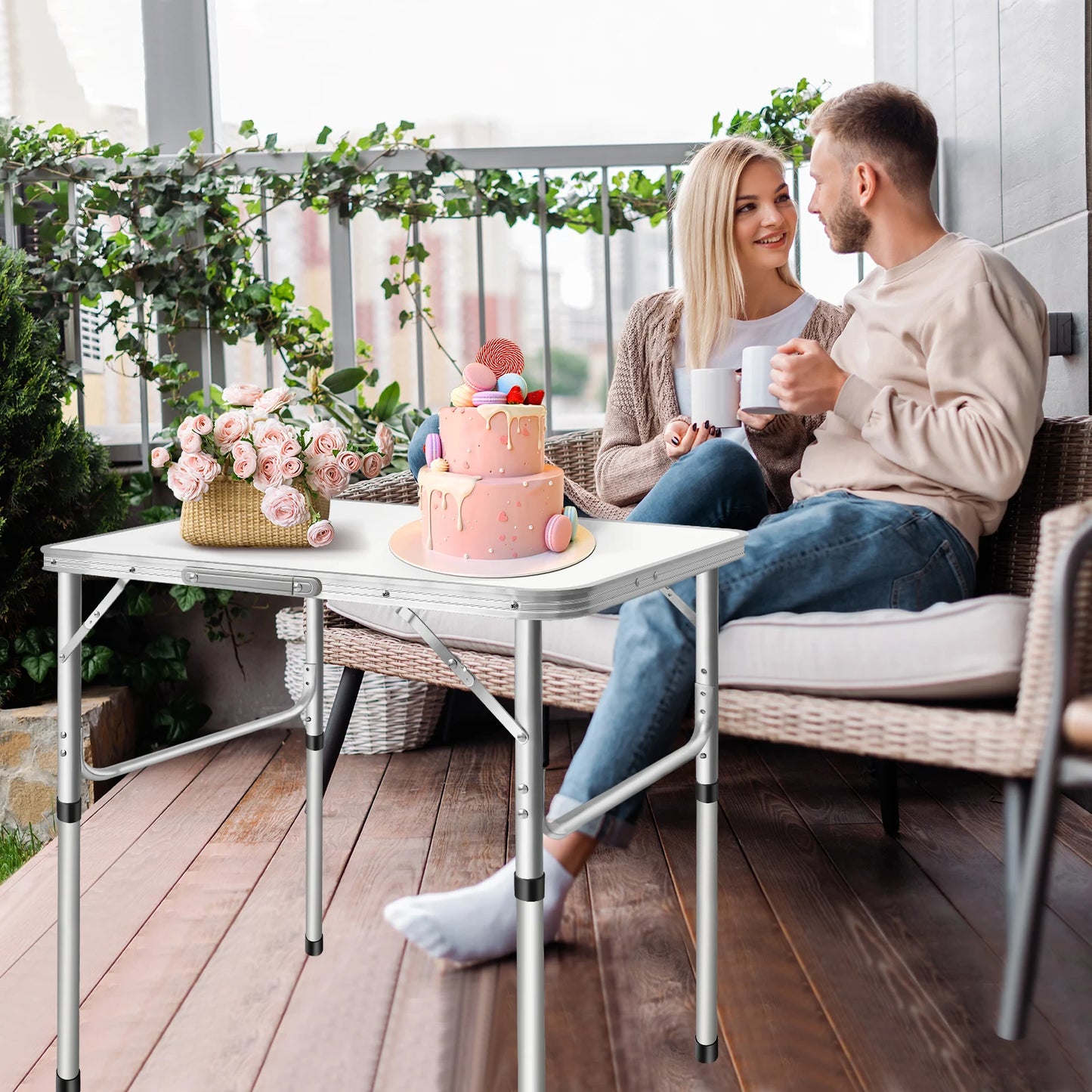 Folding Picnic Table Outdoor,Folding computer table for Homework Compact Handy Camping Table Garden Party BBQ,Multi-Purpose