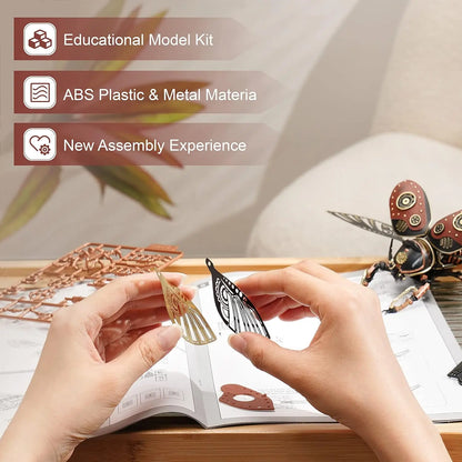 Robotime Rokr Rhinoceros Beetle Model Building Kits Mechanical 3D Puzzles Games Birthday Easy Assembly Mechanical Design Toys -