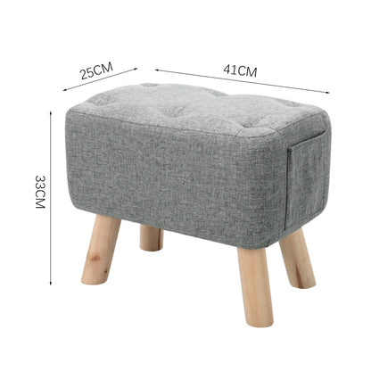 【Breeins】Linen Upholstered Ottoman Footstool with Pocket Chair Sofa Home Decoration
