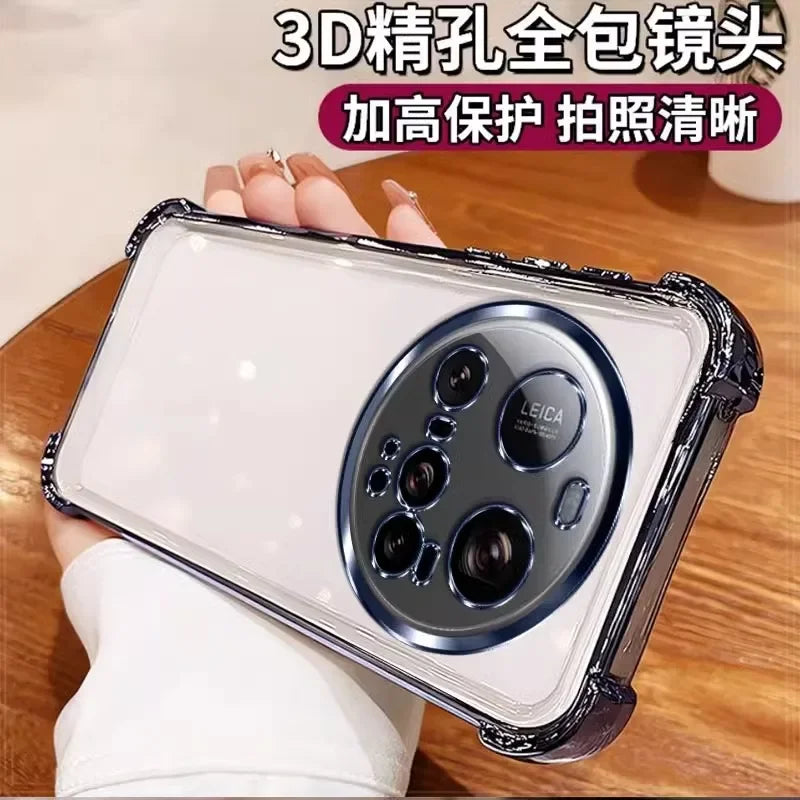 For Xiaomi 15 Ultra Case Magnetic Holder Luxury Plating Airbag Soft Silicone Transparent Camera Protection Shockproof Back Cover