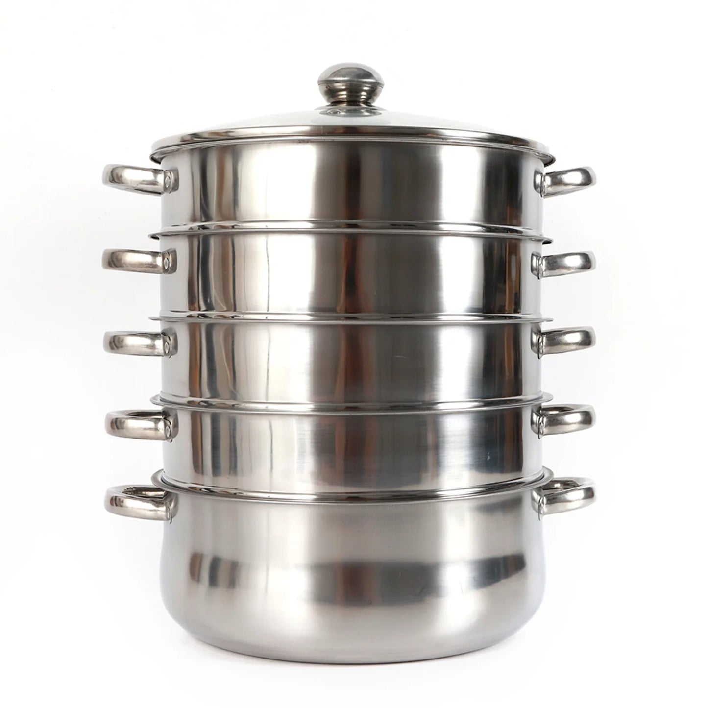 5-Tier Stainless Steel Food Steamer 26cm Meat Vegetable Steamer Pot Kitchen Cookware with Lid