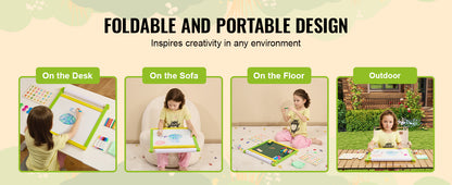 SucceBuy Tabletop Children Magnetic Drawing Board 3-in-1 Double-Sided Wooden Kids Art Easel with Painting Accessories for Girls