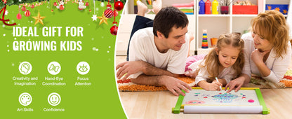 SucceBuy Tabletop Children Magnetic Drawing Board 3-in-1 Double-Sided Wooden Kids Art Easel with Painting Accessories for Girls