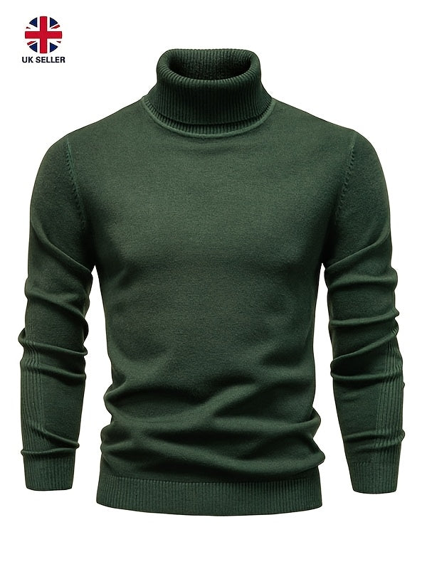 Mens Ribbed Stretch Slim Fit Knitted Pullover Casual Turtleneck Sweater Long Sleeve Sweaters Winter Thermal Sweater