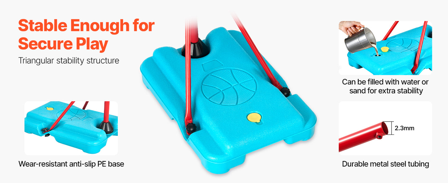 SucceBuy Toddler Adjustable Basketball Hoop 104-190CM Rack for Kids Outdoor Indoor Ball Sport Backboard Rim Shoot Children Toys