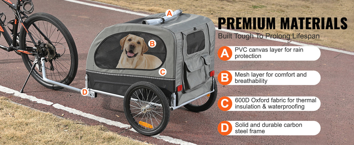 SucceBuy 88 lbs Dog Bike Trailer Pet Cart Bicycle Carrier with Wheels Coupler Reflectors Flag Collapsible to Store for Dogs