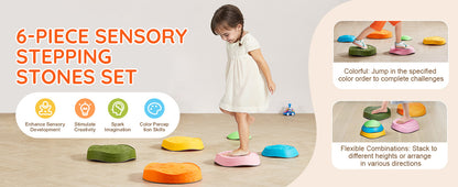 SucceBuy 6 PCS Balance Stepping Stones Kids Sports Toys Training Sensorial Social Games for Children Indoor or Outdoor Play