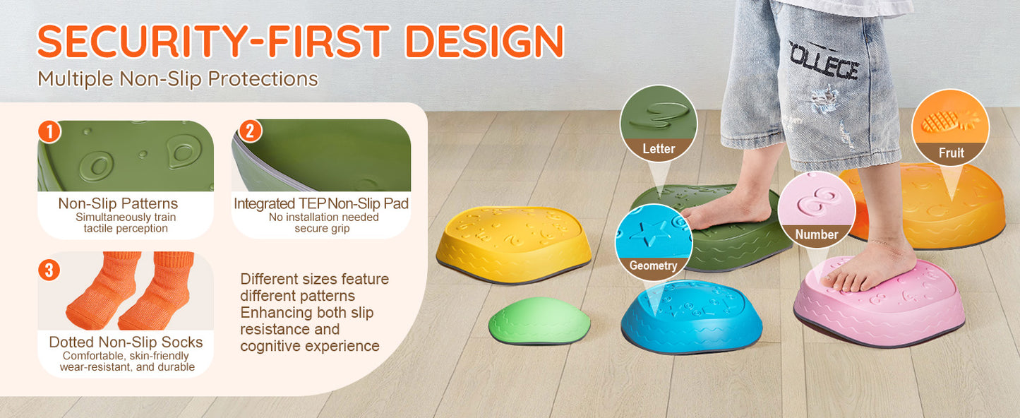 SucceBuy 6 PCS Balance Stepping Stones Kids Sports Toys Training Sensorial Social Games for Children Indoor or Outdoor Play