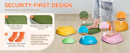 SucceBuy 6 PCS Balance Stepping Stones Kids Sports Toys Training Sensorial Social Games for Children Indoor or Outdoor Play