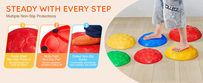 SucceBuy 6 PCS Kids Turtle Balance Stepping Stones Kids Toddler Jumping Coordination Game Toys Outdoor Play for Children Gifts