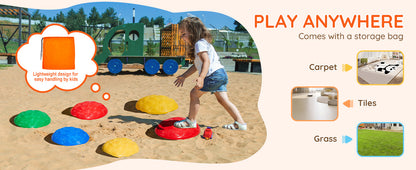 SucceBuy 6 PCS Kids Turtle Balance Stepping Stones Kids Toddler Jumping Coordination Game Toys Outdoor Play for Children Gifts