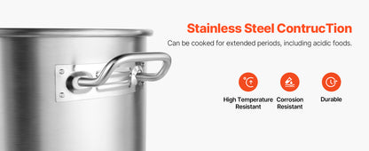 SucceBuy 42 Quart Stainless Steel Cookware Stockpot Commercial Cooking Pot Large Soup Pot Cookware Sauce Pot with Strainer Lid