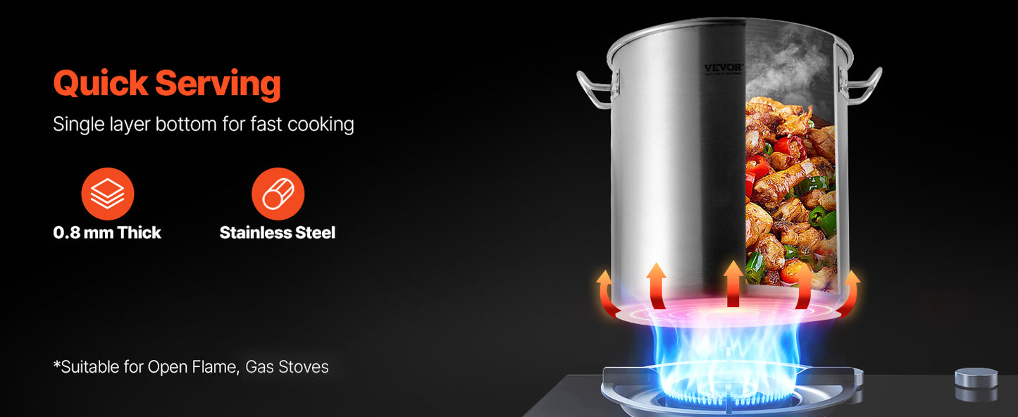 SucceBuy 42 Quart Stainless Steel Cookware Stockpot Commercial Cooking Pot Large Soup Pot Cookware Sauce Pot with Strainer Lid